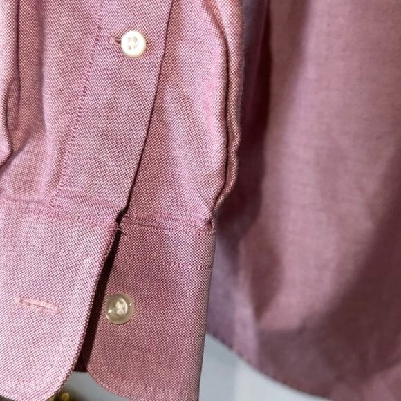 Lands End Mens Regular Fit Long-Sleeve Button-Down Shirt 16.5/33 Pink Cotton - Picture 5 of 7